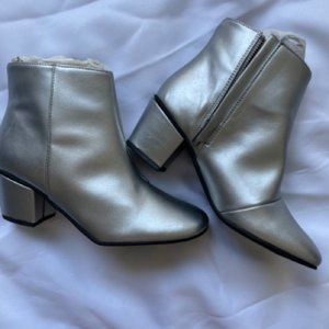 Vegan Leather Silver Metallic Boots